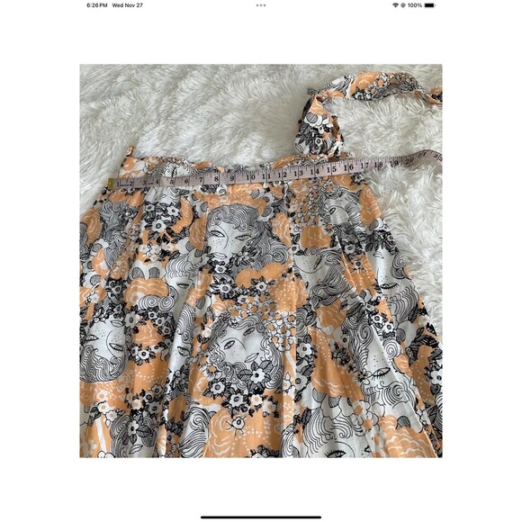 Modcloth Peeking at Perfection Wm’s Sz 16 A-Line Wrap Skirt Floral Peach Orange - Picture 9 of 11